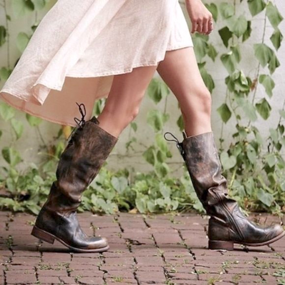 Bed Stu Manchester Taupe Gray Mason Knee High Distressed Leather Riding Boots